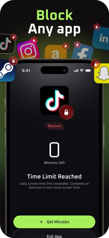 Scroll Protector screen showing a blocked app