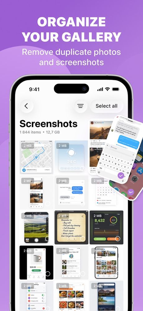 SmartBooster sorting screenshots and duplicate photos
