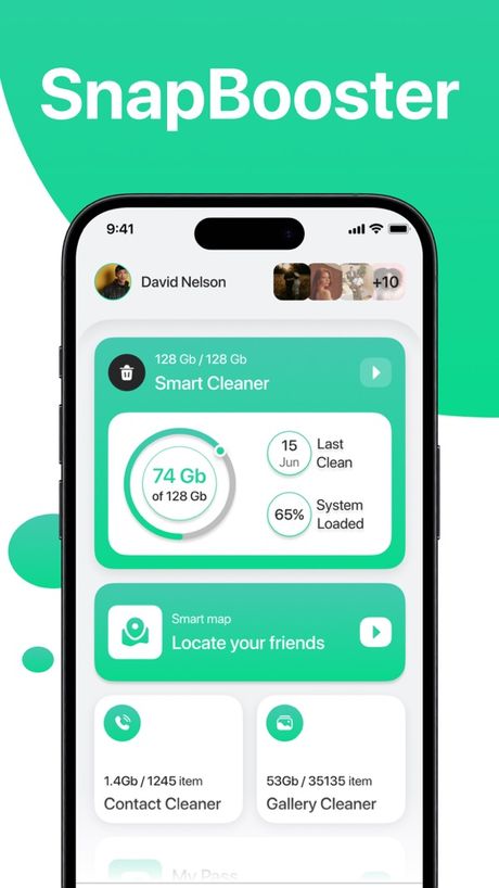 SnapBooster home screen with cleaning tools