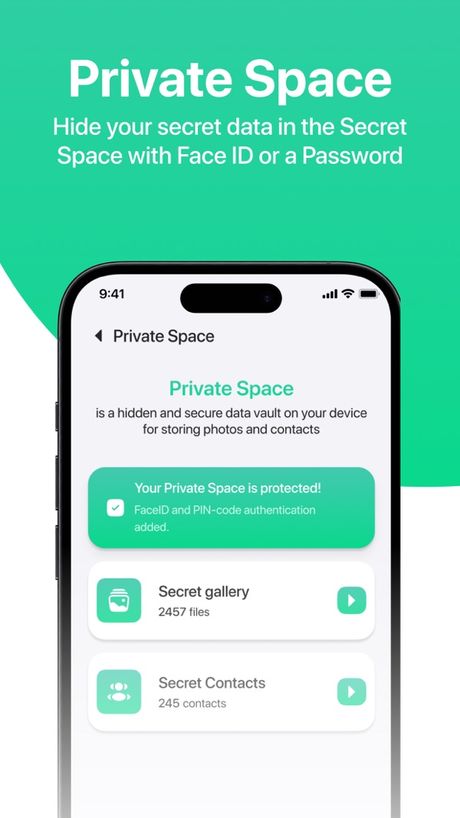 SnapBooster private space protected by Face ID